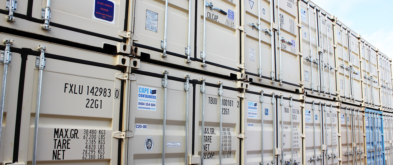 Stacked sea containers, used for hire, sale and self-storage, Dunsborough WA